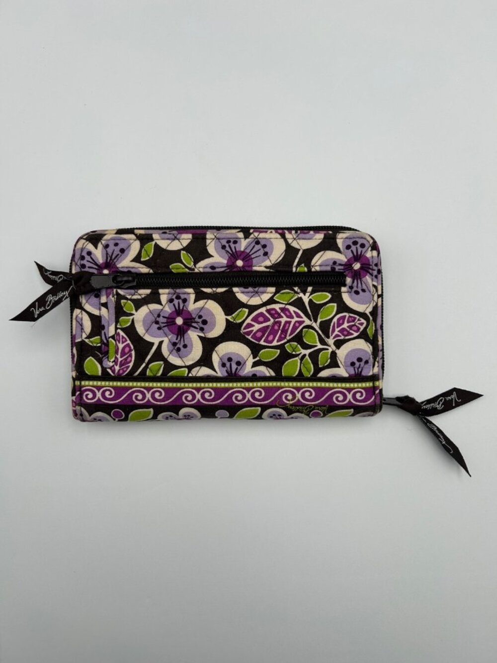VERA BRADLEY Ziparound Wallet Plum Petals Purple Floral Quilted Cotton Organizer - Picture 2 of 10